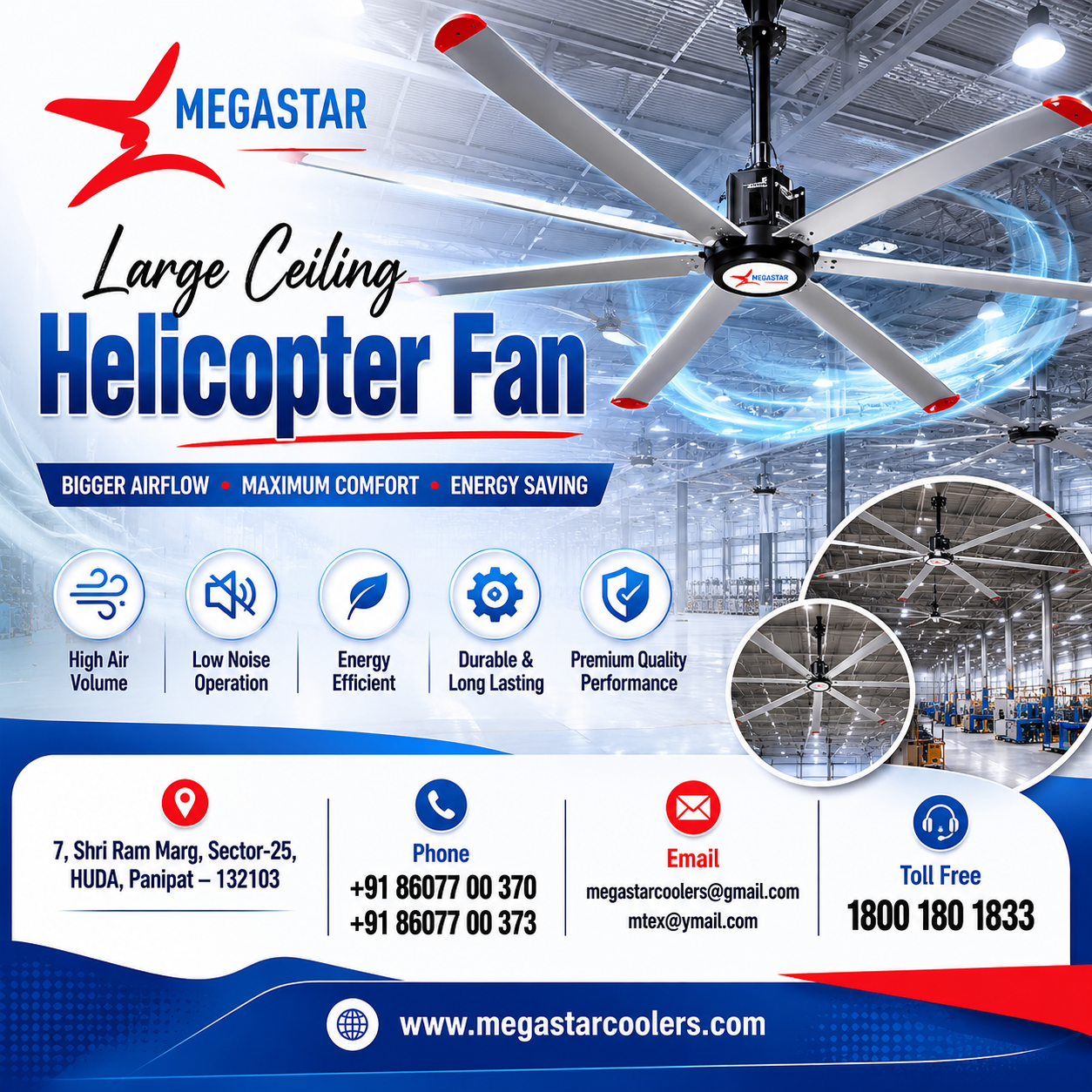Large Ceiling Helicopter Fan – Megastar Coolers Pvt. Ltd.