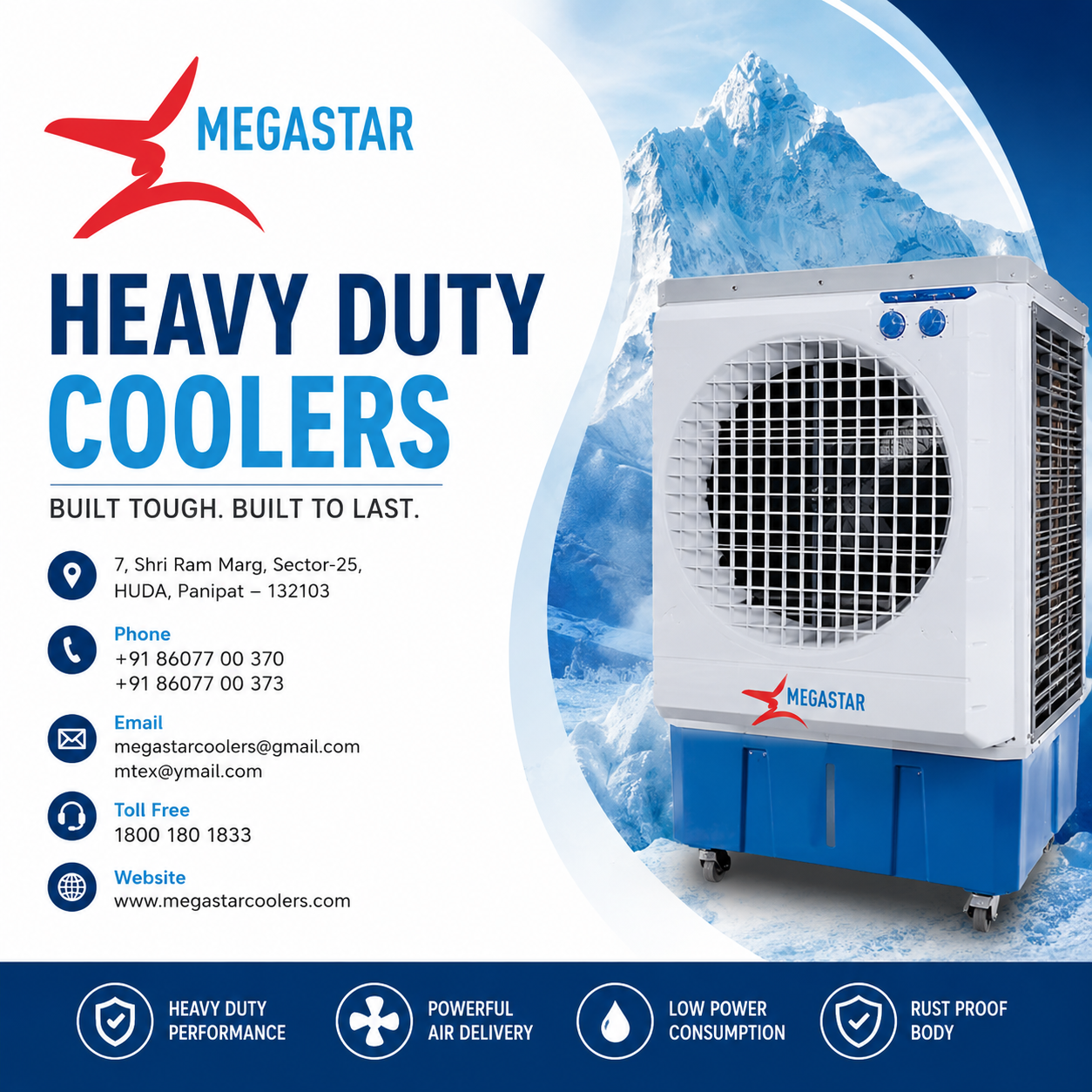 Buy Heavy Duty Coolers at Best Price in Delhi — Megastar Coolers Pvt. Ltd.
