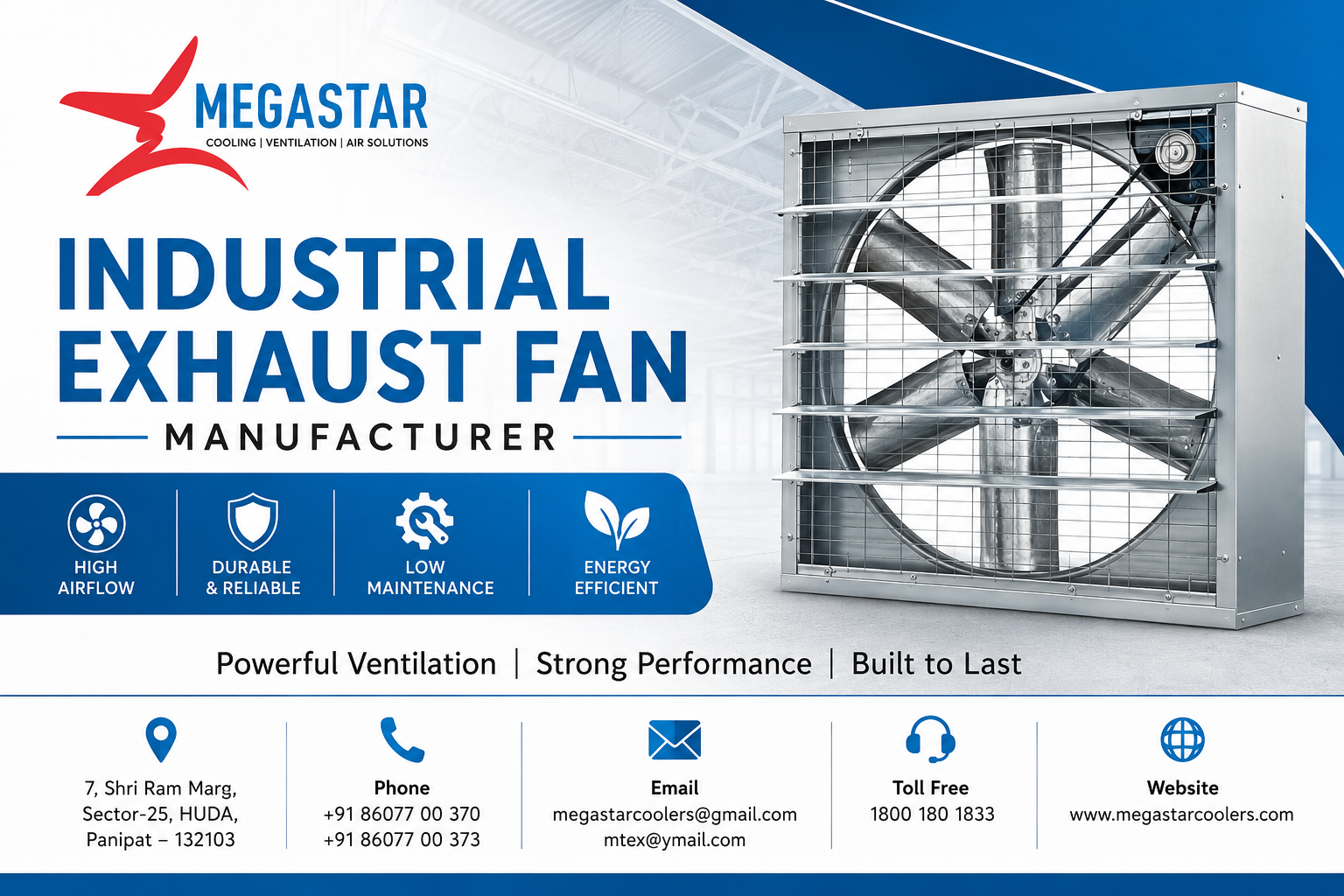 Industrial Exhaust Fan Manufacturer for Factories , Warehouse & Sheds
